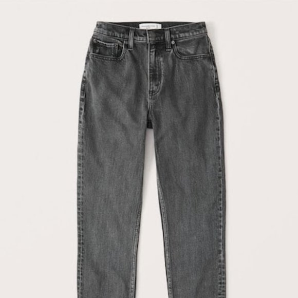 Abercrombie High Rise Mom Jeans in Washed Black - Picture 1 of 6